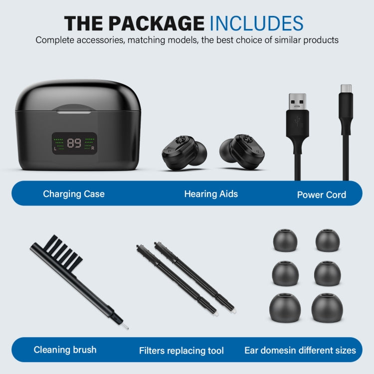 Z-127D In-ear Sound Amplifier Digital Display Hearing Aid Earphone, black, White, Complexion, Red and Blue