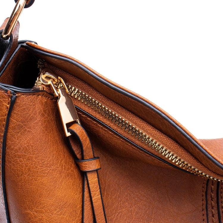 7871 Large Capacity Adjustable Leather Tote Bag Multi-compartment Shoulder Bag, Color: Brown