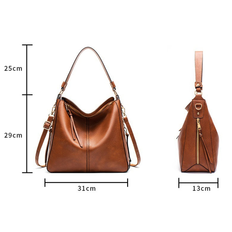 7871 Large Capacity Adjustable Leather Tote Bag Multi-compartment Shoulder Bag, Color: 2-In-1 Red