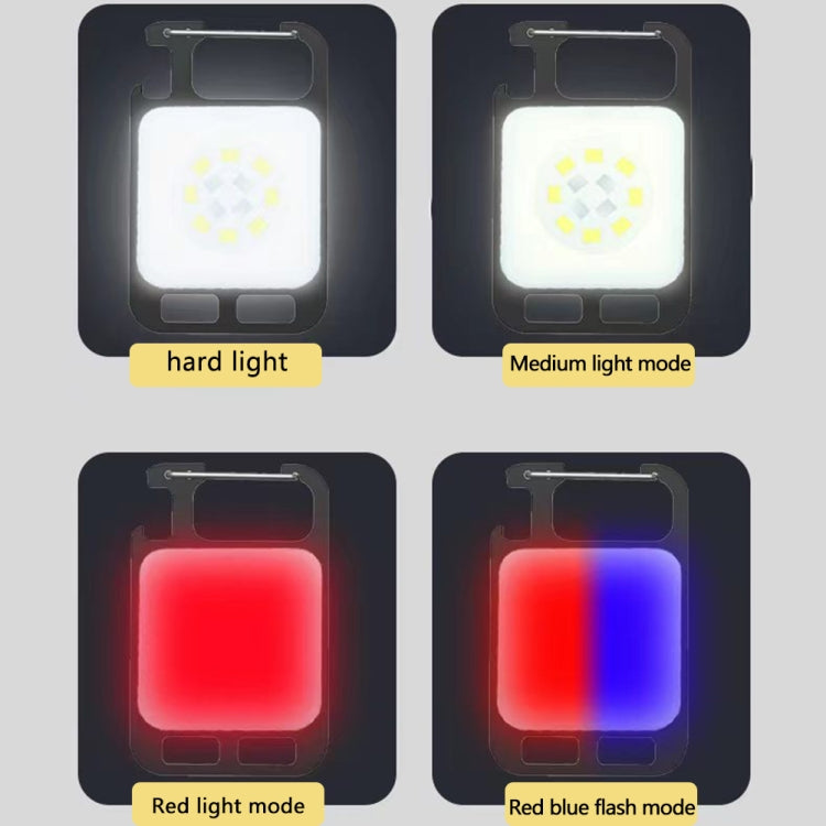 Key Chain Light Magnetic Suction Work Light Rechargeable Flashlight For Outdoor Camping(White)