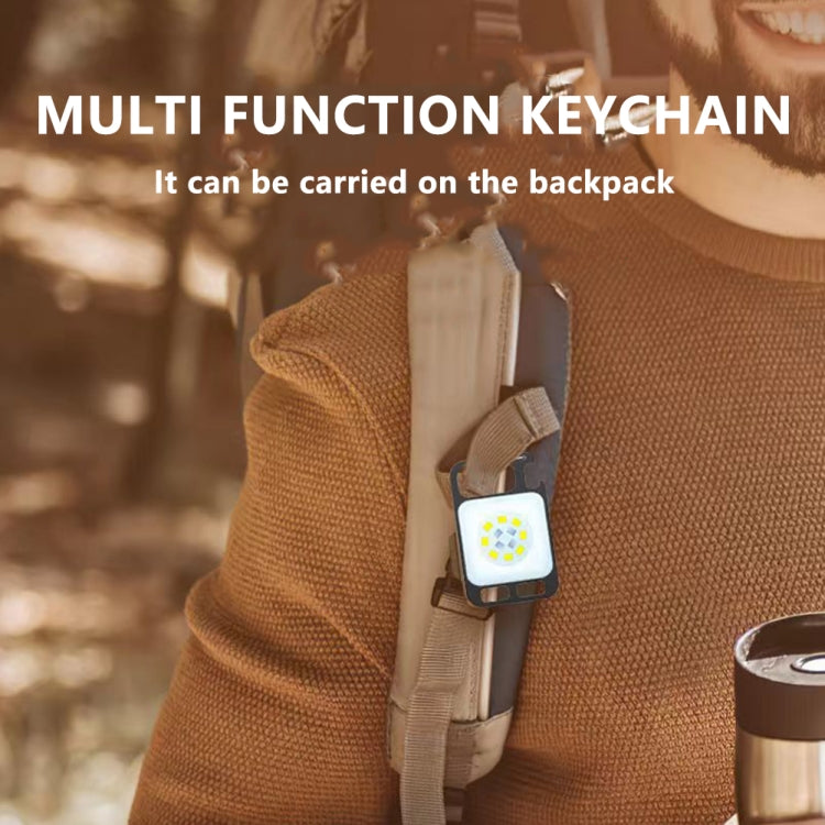 Key Chain Light Magnetic Suction Work Light Rechargeable Flashlight For Outdoor Camping(White)