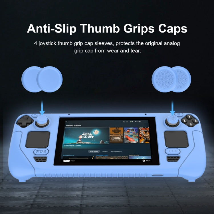 For Steam Deck Game Controller Soft Silicone Protective Cover Case With 4pcs Key Cap, SD001 (Black), SD001 (Red), SD001 (Luminous Blue), SD001 (Luminous Green)