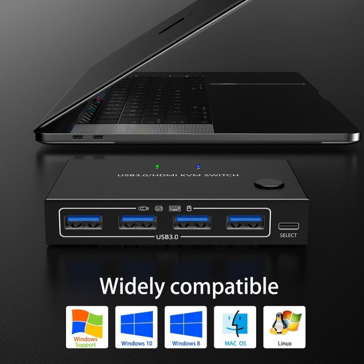 KC-KVM201A 2 In 1 Out 4K 60HZ HDMI KVM Switching USB3.0 Shared Computer Shaped Printer U Disk, KC-KVM201A