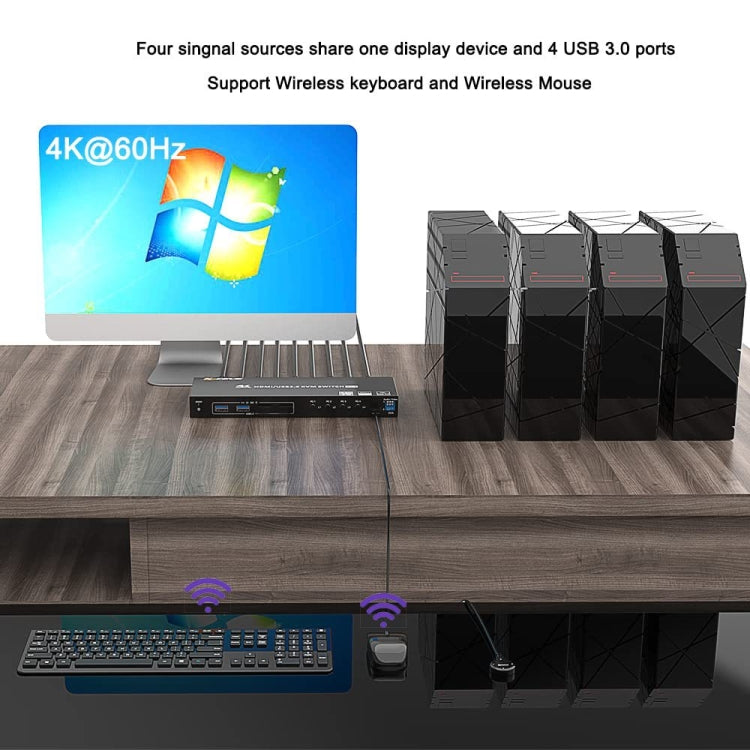 KVM401A 4 Ports USB 3.0 Shared Device HDMI KVM Switch HUB Shared Converter, KVM401A
