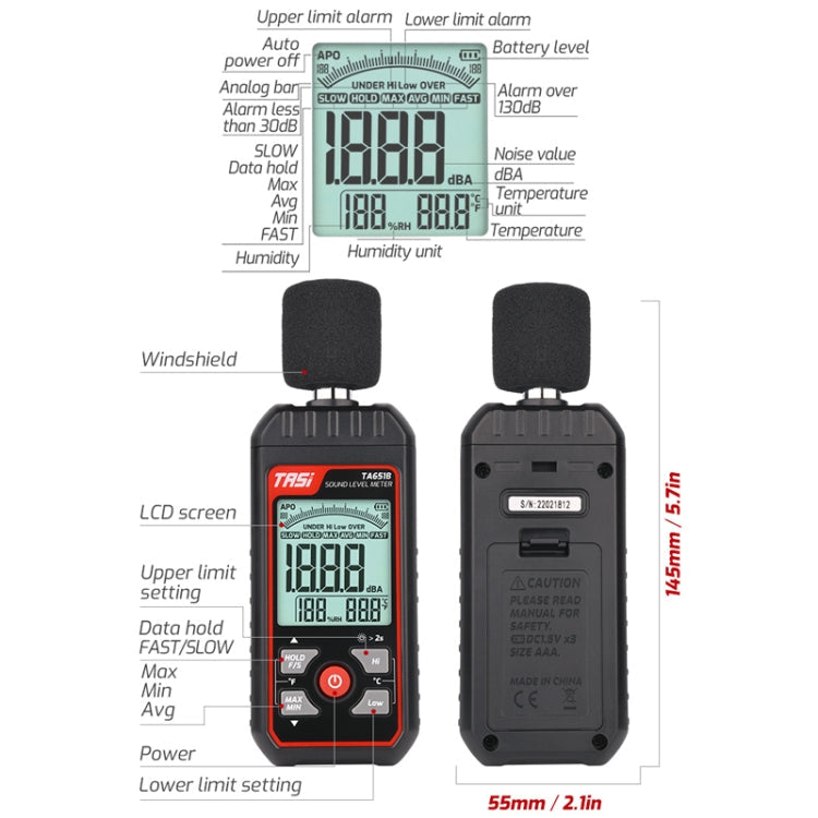 Household Noise Tester Decibel Device, TASI TA651A, TASI TA651B