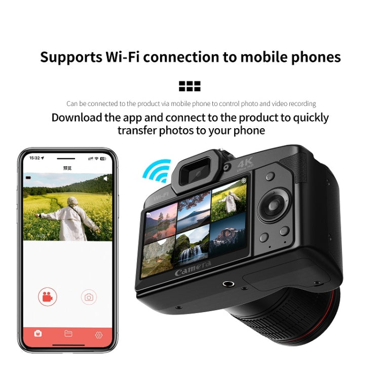 Dual-camera  64 Million Pixel High-definition WIFI Digital Camera Standard+Fill Light