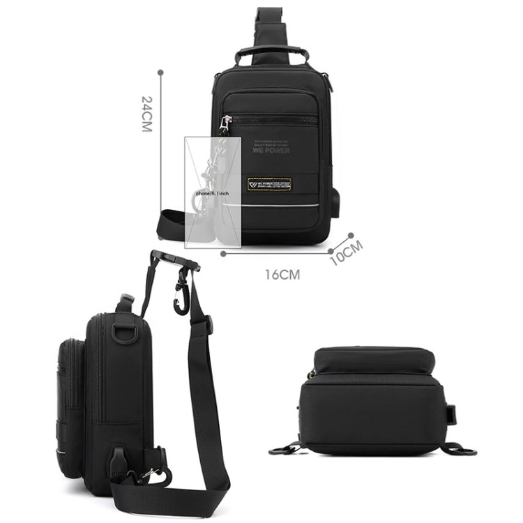 WEPOWER Men Chest Bag Outdoor Shoulder Messengers Bag With USB Charging Port Sports Small Bag(Royal Blue)