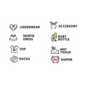 Baby Room Bedroom Wall Sticker Girls Baby Clothes Logo Classification Removable Stickers
