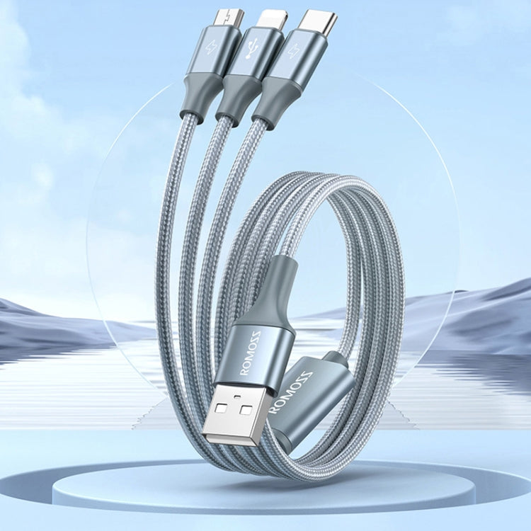 ROMOSS CB25 3 In 1 3.5A  8 Pin + Micro USB + Type C/USB-C Cable 1.5m(Space Gray)