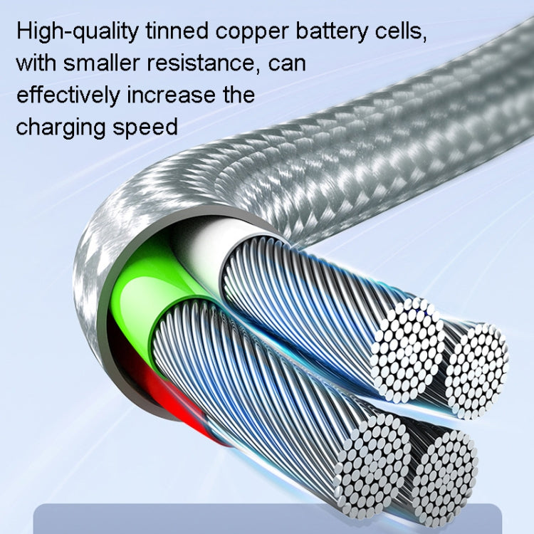 ROMOSS CB25 3 In 1 3.5A  8 Pin + Micro USB + Type C/USB-C Cable 1.5m(Space Gray)
