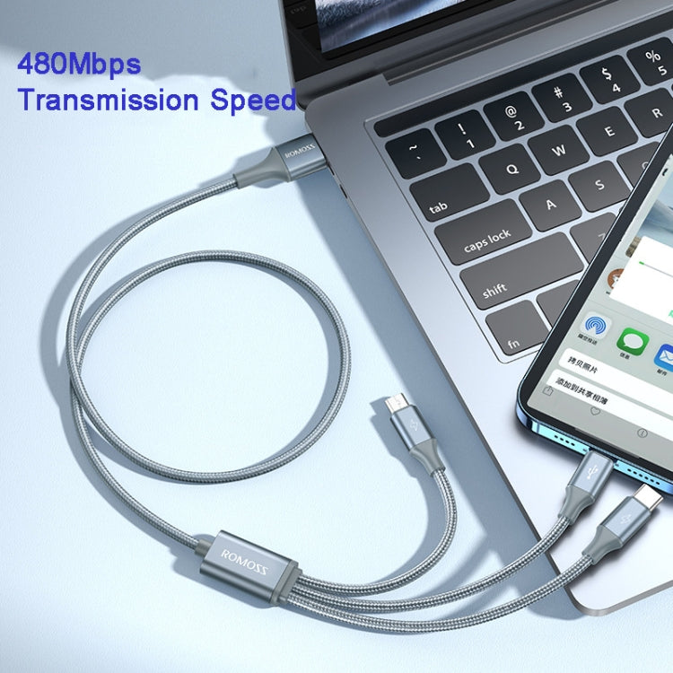 ROMOSS CB25 3 In 1 3.5A  8 Pin + Micro USB + Type C/USB-C Cable 1.5m(Space Gray)