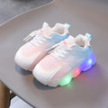 WISDOMFROG Girls Sneakers LED Light Up Boys Gradient Mesh Shoes Children Footwear, 29