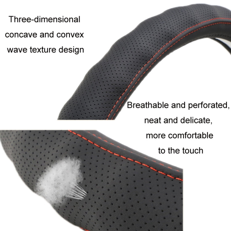 45cm Leather Truck Steering Wheel Cover(Black)