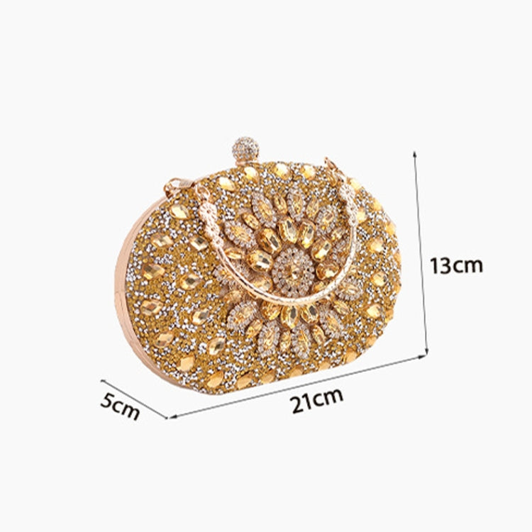Oval Sunflower Diamond Evening Party Clutch Bag(Black)