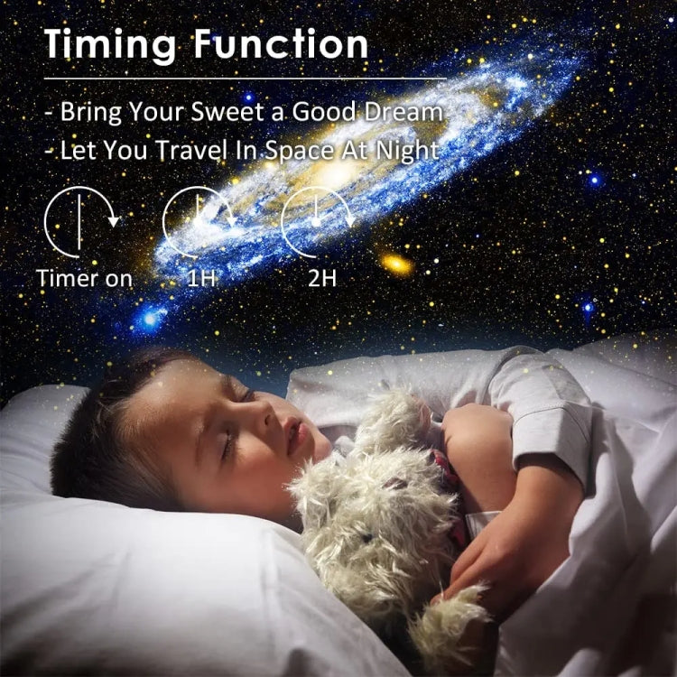 Galaxy Night Light Star Projector LED Table Lamp Children Room Decor With 12pcs Film Disc(Black and White)