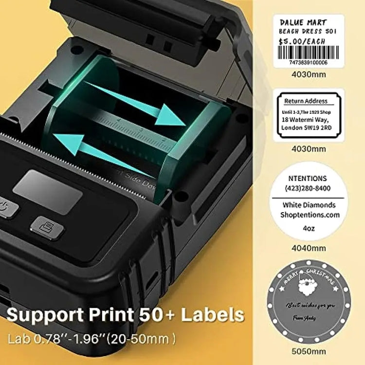 Phomemo M120 Label Maker Barcode Printer Bluetooth Thermal Label Machine, Black, White, Orange