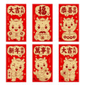6pcs /Pack Dragon New Year Red Packets Cartoon Dragon Zoshili New Year Red Envelopes, 936L