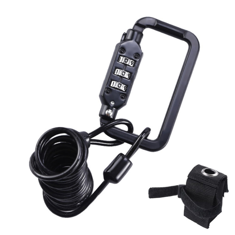 Universal Safety Code Wire Rope Helmet Lock for Motorcycles Bicycles, Black+Storage Bag