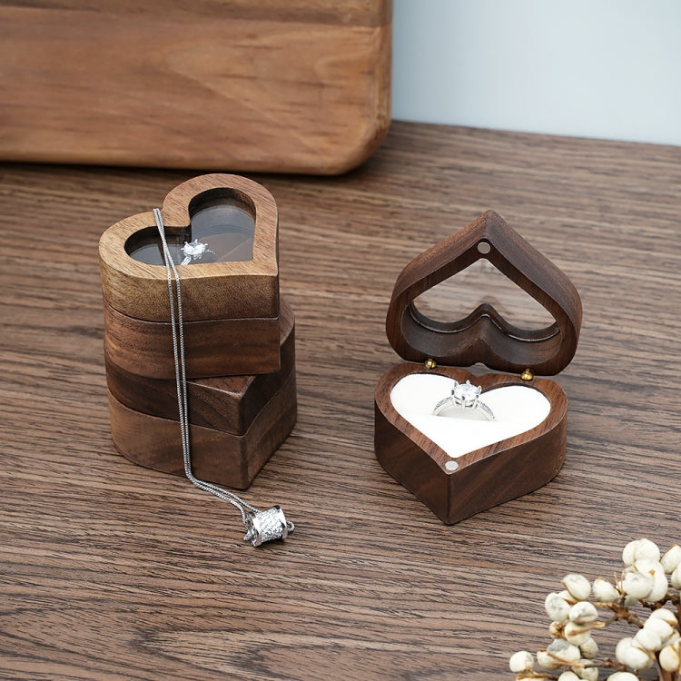 Wooden Heart Shape Ring Box Jewelry Storage Box Wedding Valentine Gift Box, Spec: RB529-C2