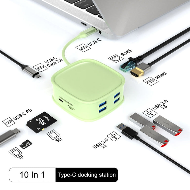 BS10H 10 In 1 Type-C Docking Station Multifunction USB Hub 100Gb Ethernet Port(Pink)