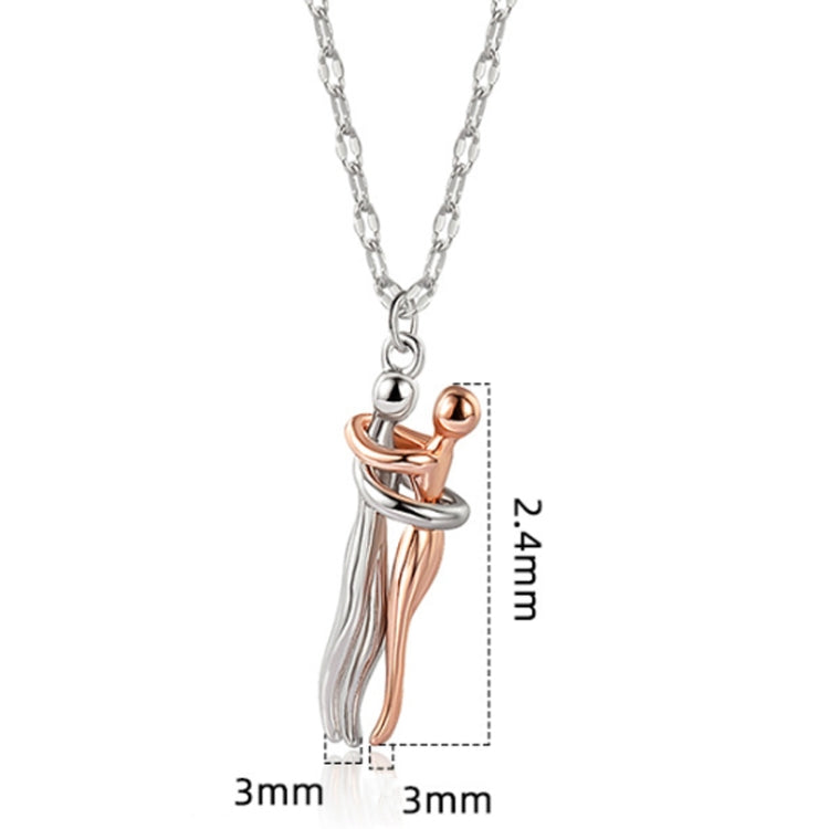 Geometric Couple Embrace Pendant Necklace Accessories(White Gold)