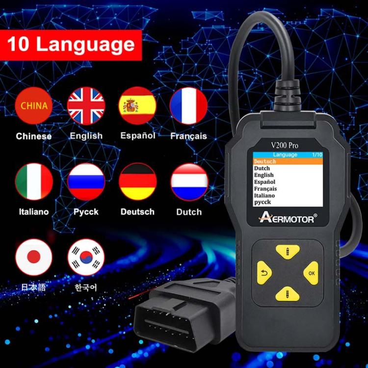 AERMOTOR V200PRO Car Troubleshooter Engine Inspection Scanner Readout Card ELM327 Battery Inspection Tool