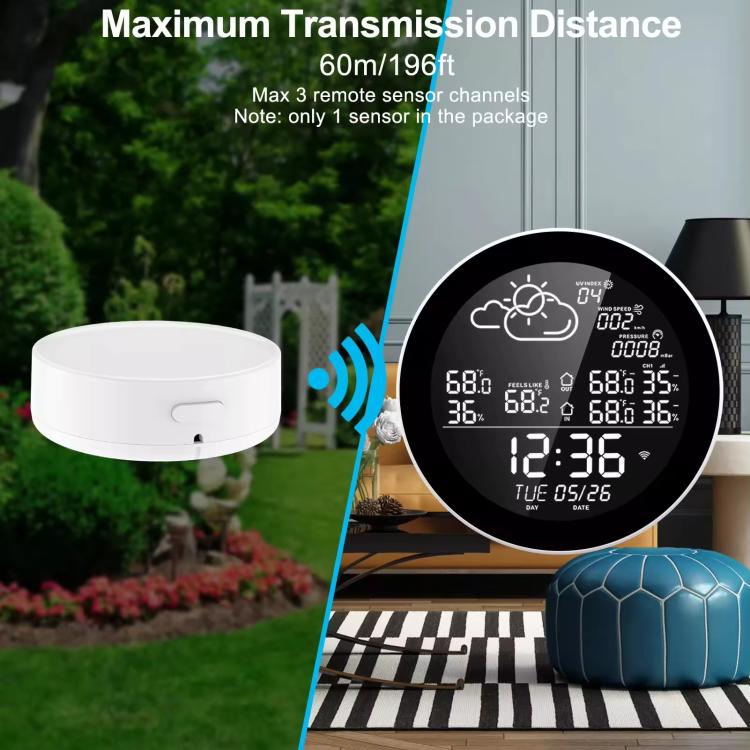 Smart WiFi Weather Station Clock Compatible With Tuya Smart Life Wireless Indoor Outdoor Thermometer Hygrometer, 1-to-1, 1-to-3, ColorScreen 1 Sensor, ColorScreen 3 Sensors