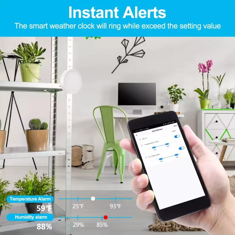 Smart WiFi Weather Station Clock Compatible With Tuya Smart Life Wireless Indoor Outdoor Thermometer Hygrometer, 1-to-1, 1-to-3, ColorScreen 1 Sensor, ColorScreen 3 Sensors