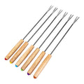 Stainless Steel Wooden Handle Chocolate Fork Hot Pot Forks Cheese Fruit Dessert Fork Fondue Melting Skewer Kitchen Tools, Random Color Delivery