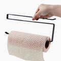 Door Cabinet Hanging Paper Towel Rack Partition Layer Kitchen Paper Cling Film Storage Rack, Black