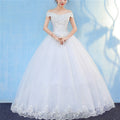 Retro Elegant Off Shoulder LaceThin Court Neat Princess Wedding Dress, S, M, L, XL, XXL, XXXL
