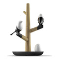 Lucky Bird LED Night Table Lamp Wood Base Intelligent Motion Sensor Living Room Bedroom Desk Light, 2 Birds 1 Egg, 2 Birds 2 Eggs