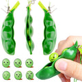 3 PCS Creative Extrusion Pea Soybean Stress Relief Toy Key Pendant, Random Expression Delivery, Extrusion Pea