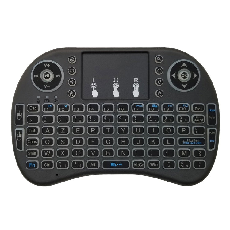 Support Language: French i8 Air Mouse Wireless Backlit Keyboard with Touchpad for Android TV Box & Smart TV & PC Tablet & Xbox360 & PS3 & HTPC/IPTV, French