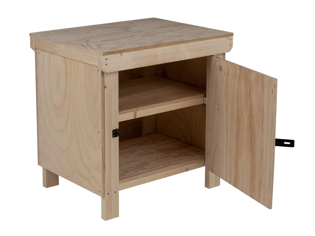Wooden Plywood Top Workbench With Lockable Cupboard (V.9) Double Shelf