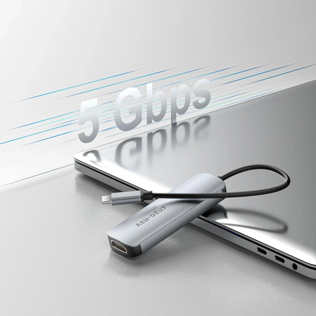USB C 4 in 1 Hub Multifunction Adaptor with USB 2.0 Port, USB 3.0 Port, 100W PD USB C, HDMI Port