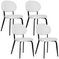 HOMCOM Set of 4 Sherpa Dining Chairs Boucle Kitchen Chairs with Back