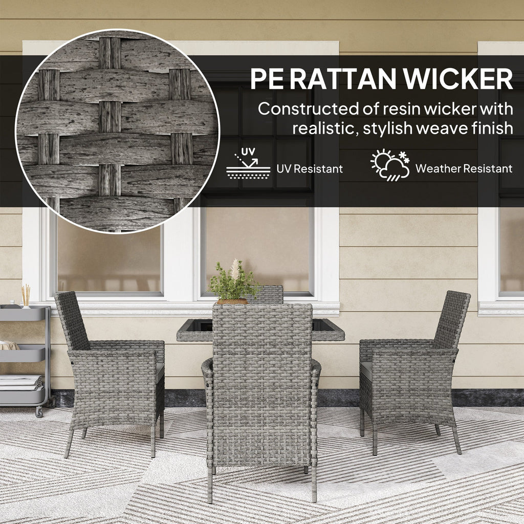 Outsunny 4 Seater Rattan Garden Furniture Set with Cushion
