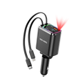 38W USB + Type-C Dual Ports Car Charger with Type-C and Lightning Cable