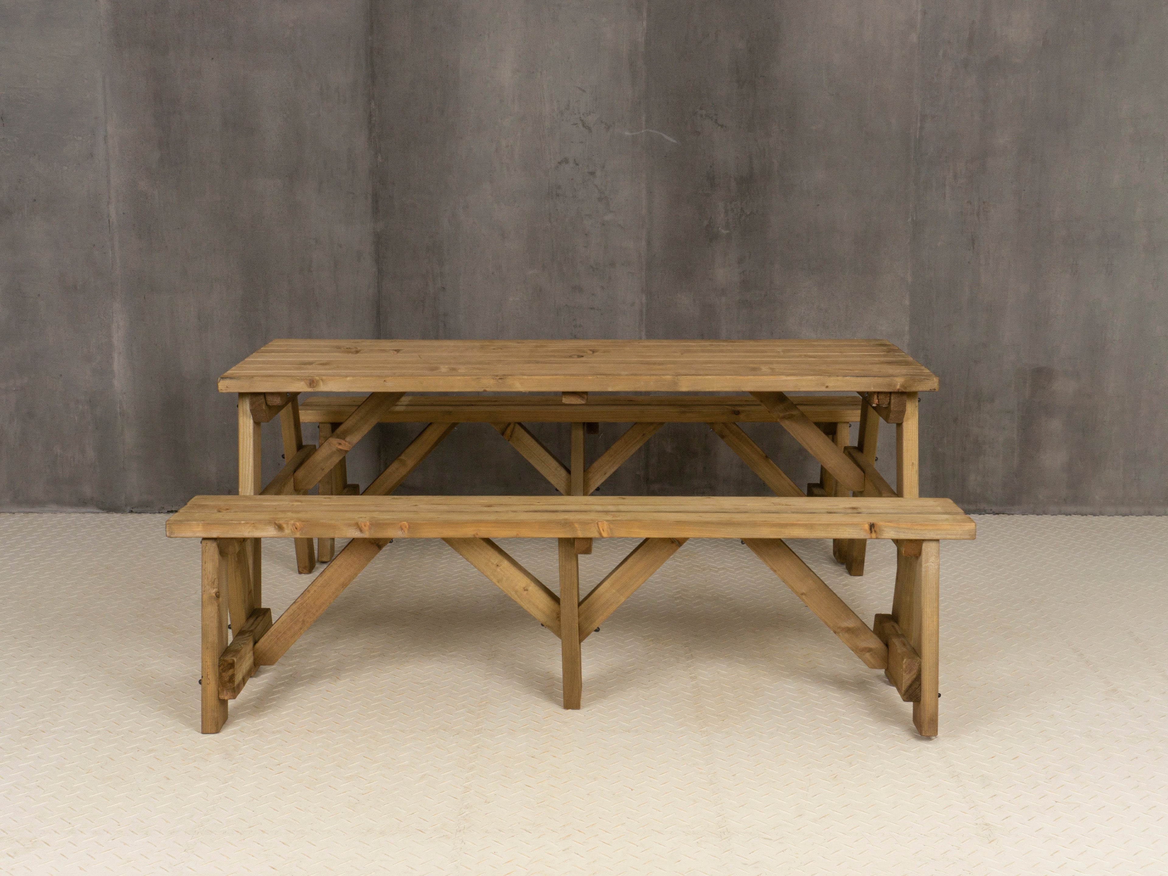 Victoria Picnic Table and Benches Set - Rustic Finish