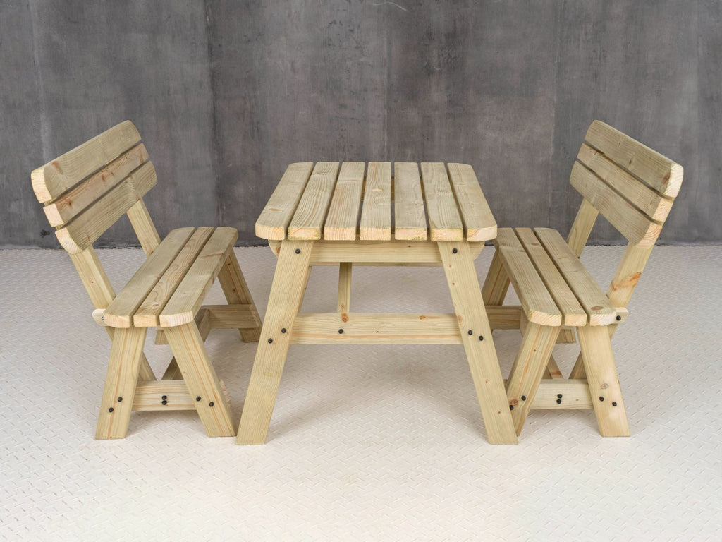 Victoria Rounded Picnic Table Benches Set With Backrest