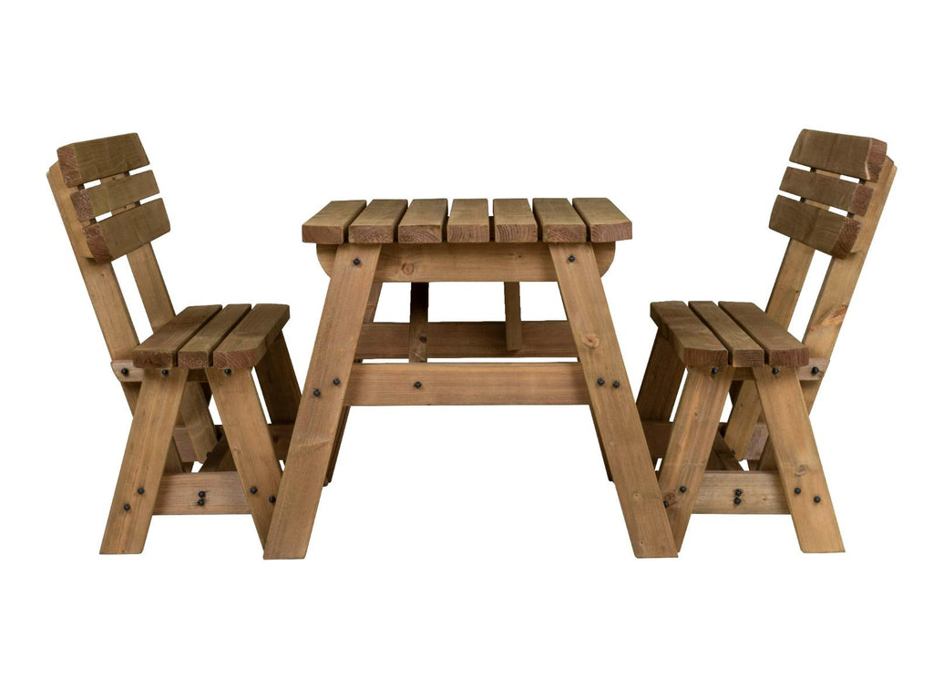 Victoria Rounded Picnic Table and Benches Set With Backrest - Rustic Finish