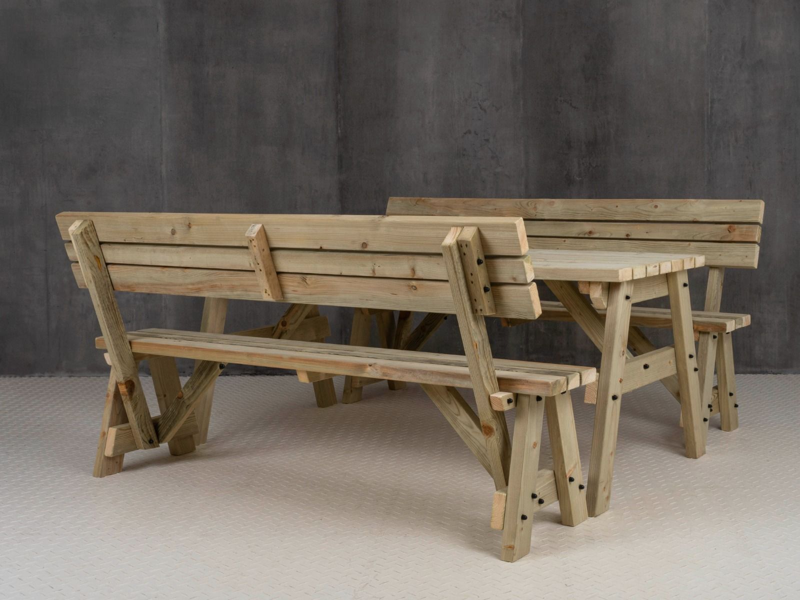 Victoria Space Saving Picnic Table and Benches Set With Backrest