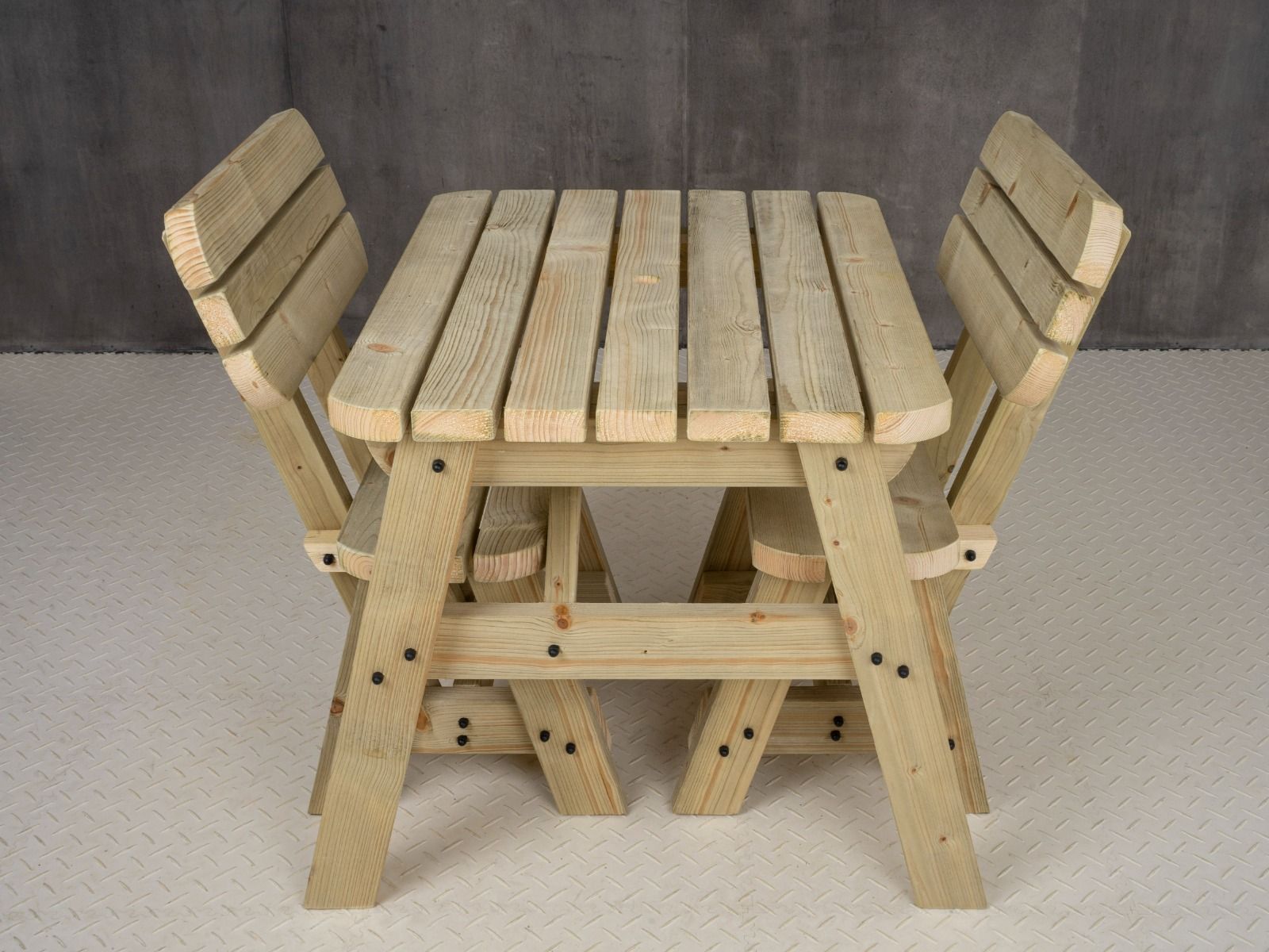 Victoria Space Saving Rounded Picnic Table and Benches Set With Backrest