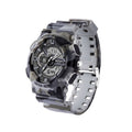 SANDA 5318 LED Luminous Display & Stopwatch & Alarm & Date and Week Function Men Quartz + Digital Dual Movement Watch with Plastic Band (Camouflage Yellow)