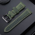 Crazy Horse Layer Frosted Black Buckle Watch Leather Watch Band, Size: 24mm