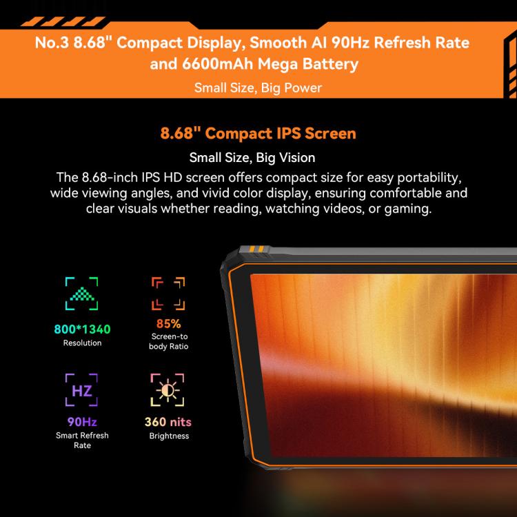 Blackview Active 5 4G Rugged Tablet, 8GB+128GB, 8.68 inch Android 14 Unisoc UMS9230E T615 Octa Core, Global Version with Google Play, Active 5