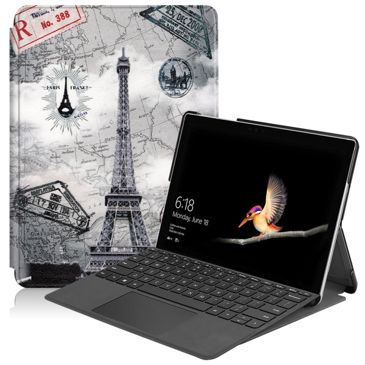 Retro Tower Pattern Colored Painted Horizontal Flip PU Leather Case for Microsoft Surface Go 10 inch, with Holder & Pen Slot, For Microsoft Surface Go 10 inch