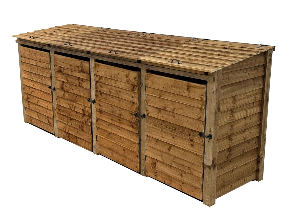 Wooden Wheelie Bin Store, Brown Finish