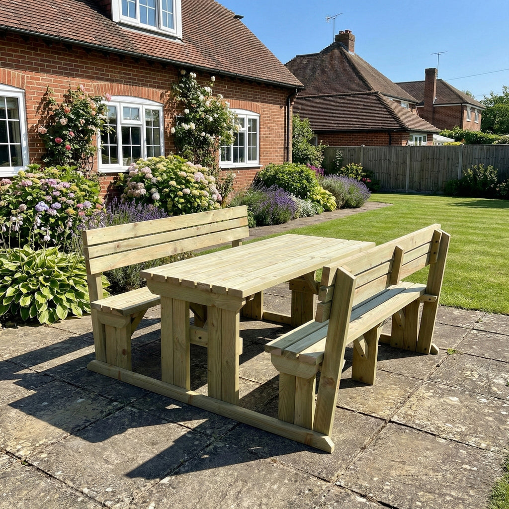 Alders Picnic Table Benches Set With Backrest